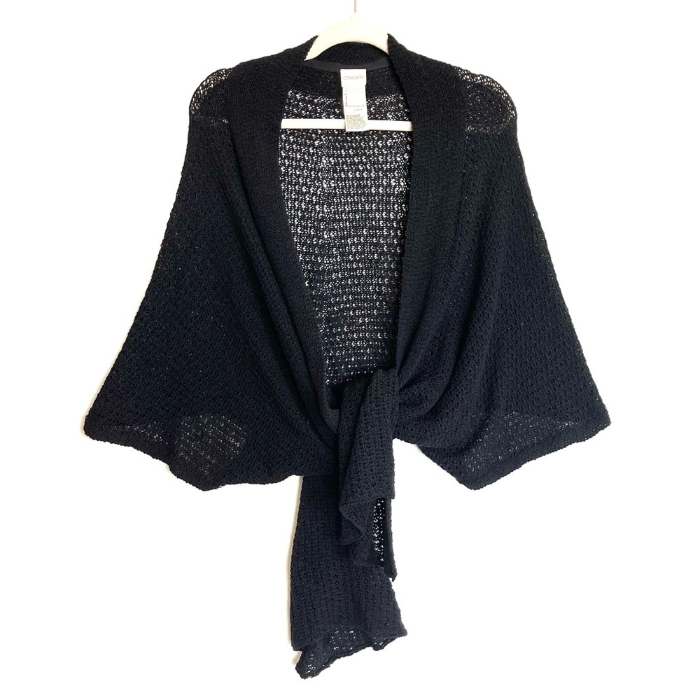 Chicos black loose knit wrap sweater - Picture 3 of 10